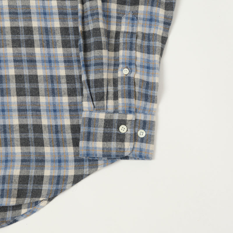 Hartford 'Pitt' Check Flannel Shirt - Blue/Charcoal