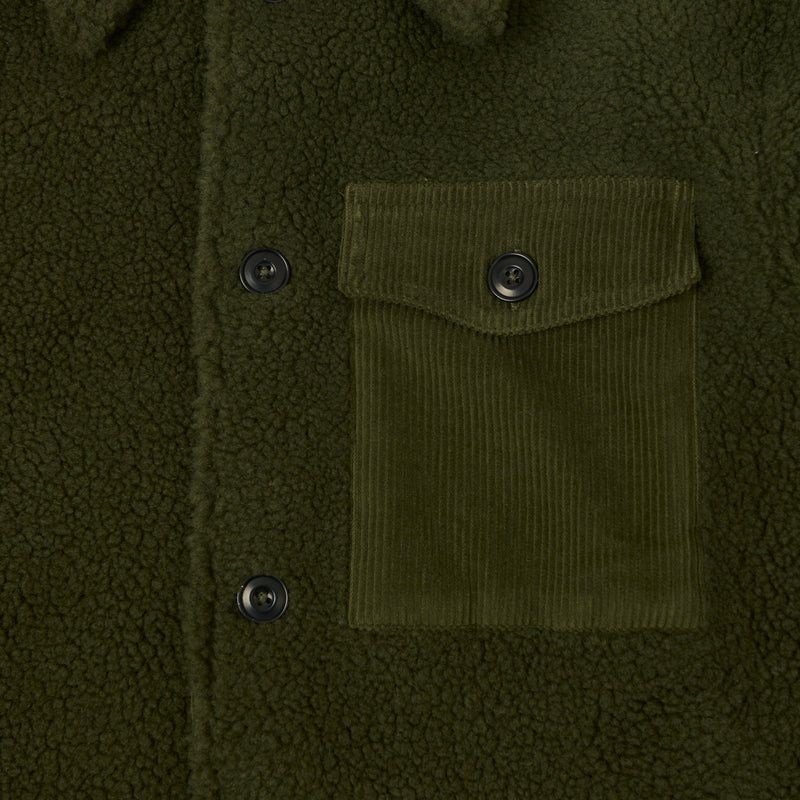 Hartford 'Sherpa' Utility Fleece Jacket - Army