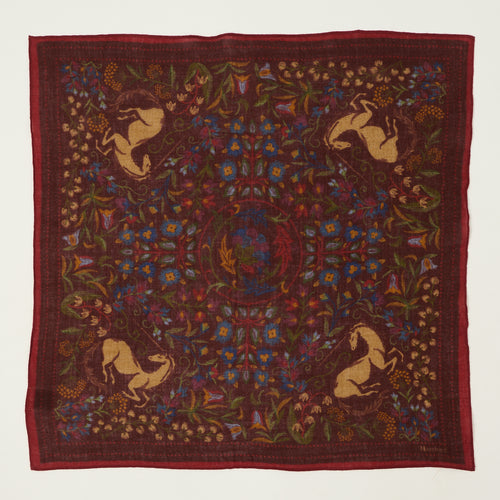 Hartford 'Unicorn' Wool Bandana Scarf - Wine