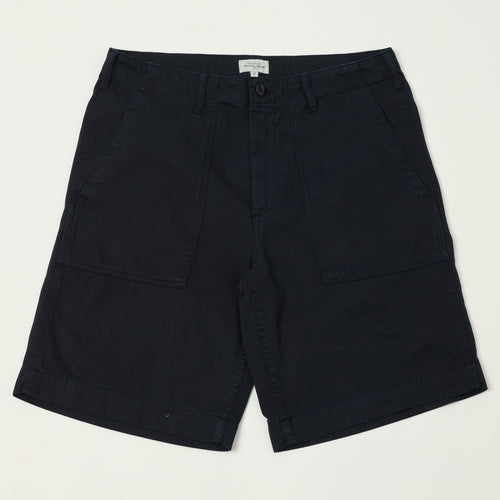 Hartford Herringbone Fatigue Short - Navy