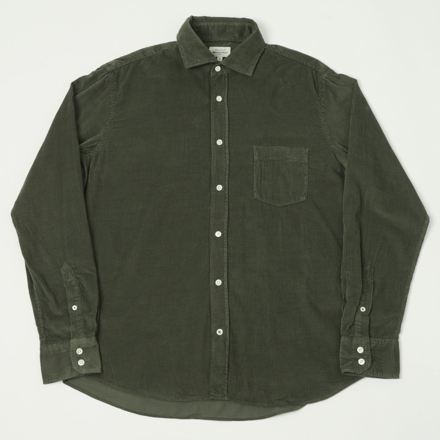 Hartford 'Paul' Light Corduroy Shirt - Military Green