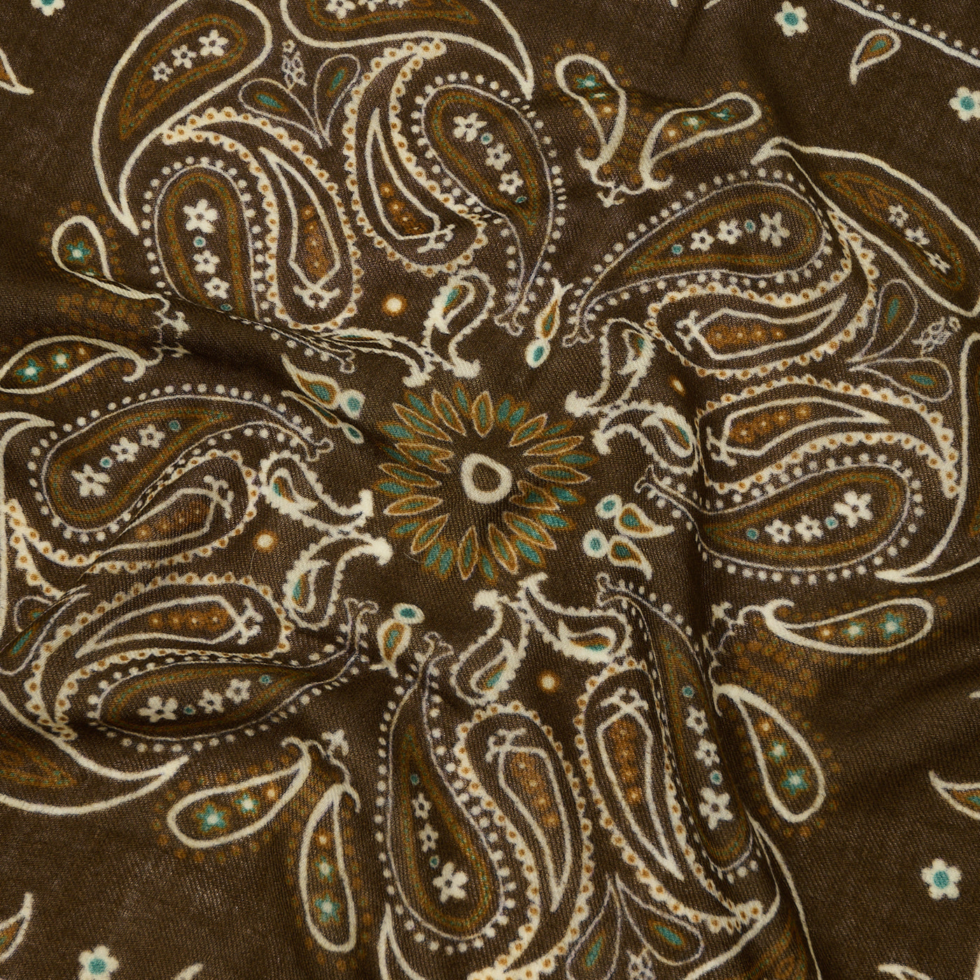 Hartford Paisley Wool Bandana Scarf - Brown