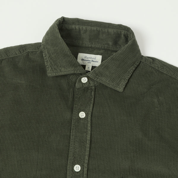 Hartford 'Paul' Light Corduroy Shirt - Military Green