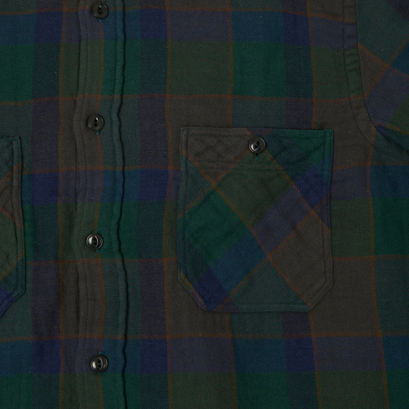 Hartford 2 Pocket Check Flannel Shirt - Green