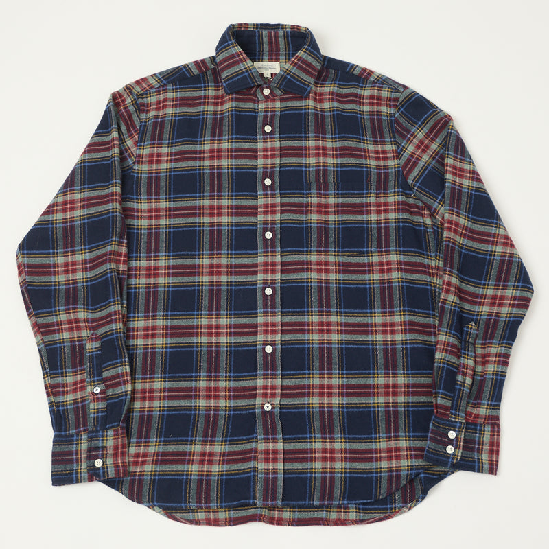 Hartford 'Paul' Check Flannel Shirt - Indigo/Jade