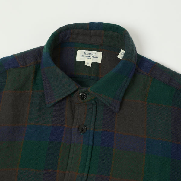 Hartford 2 Pocket Check Flannel Shirt - Green