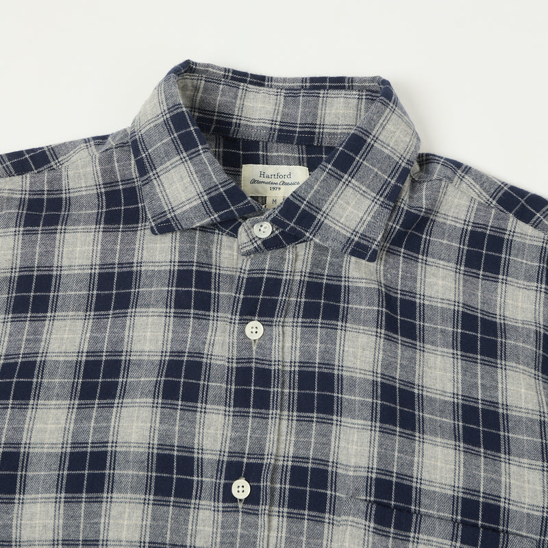 Hartford 'Paul' Check Flannel Shirt - Navy/Grey