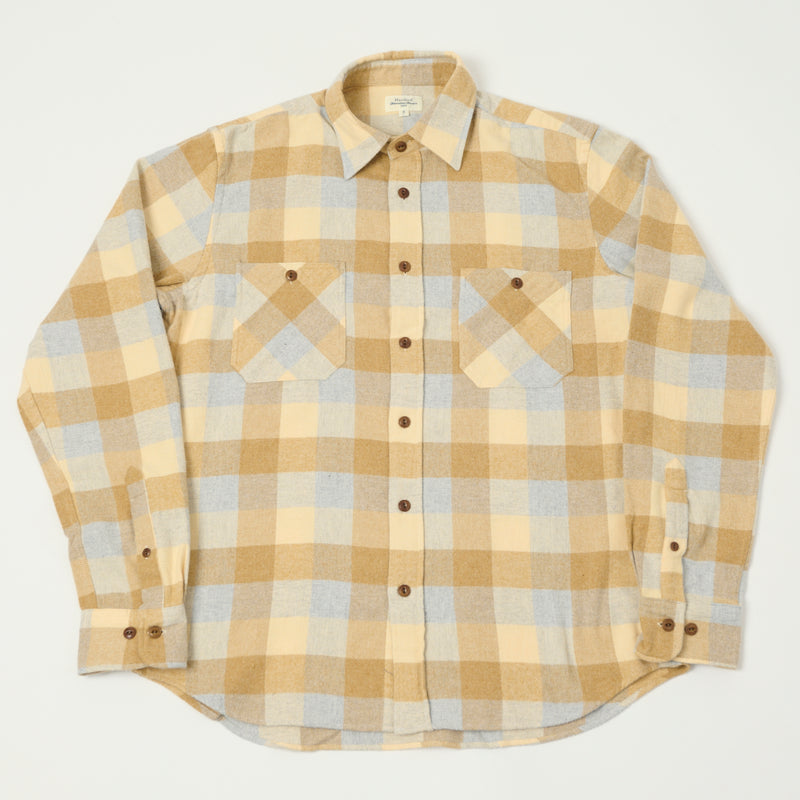 Hartford 2 Pocket Check Flannel Shirt - Yellow/Grey