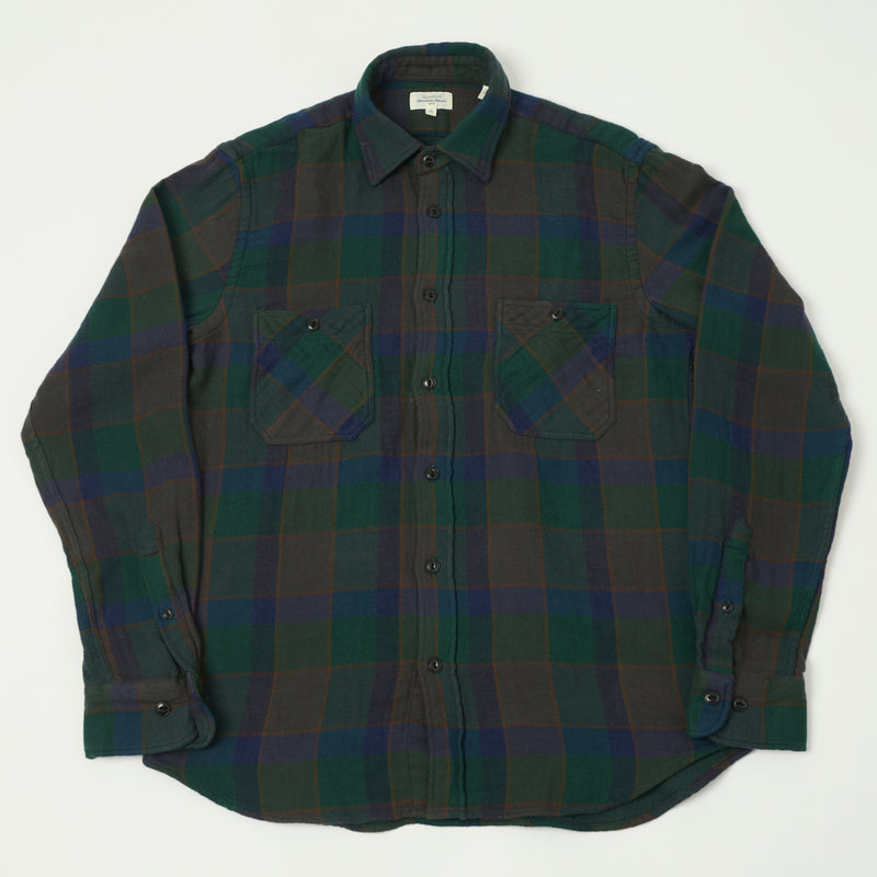 Hartford 2 Pocket Check Flannel Shirt - Green