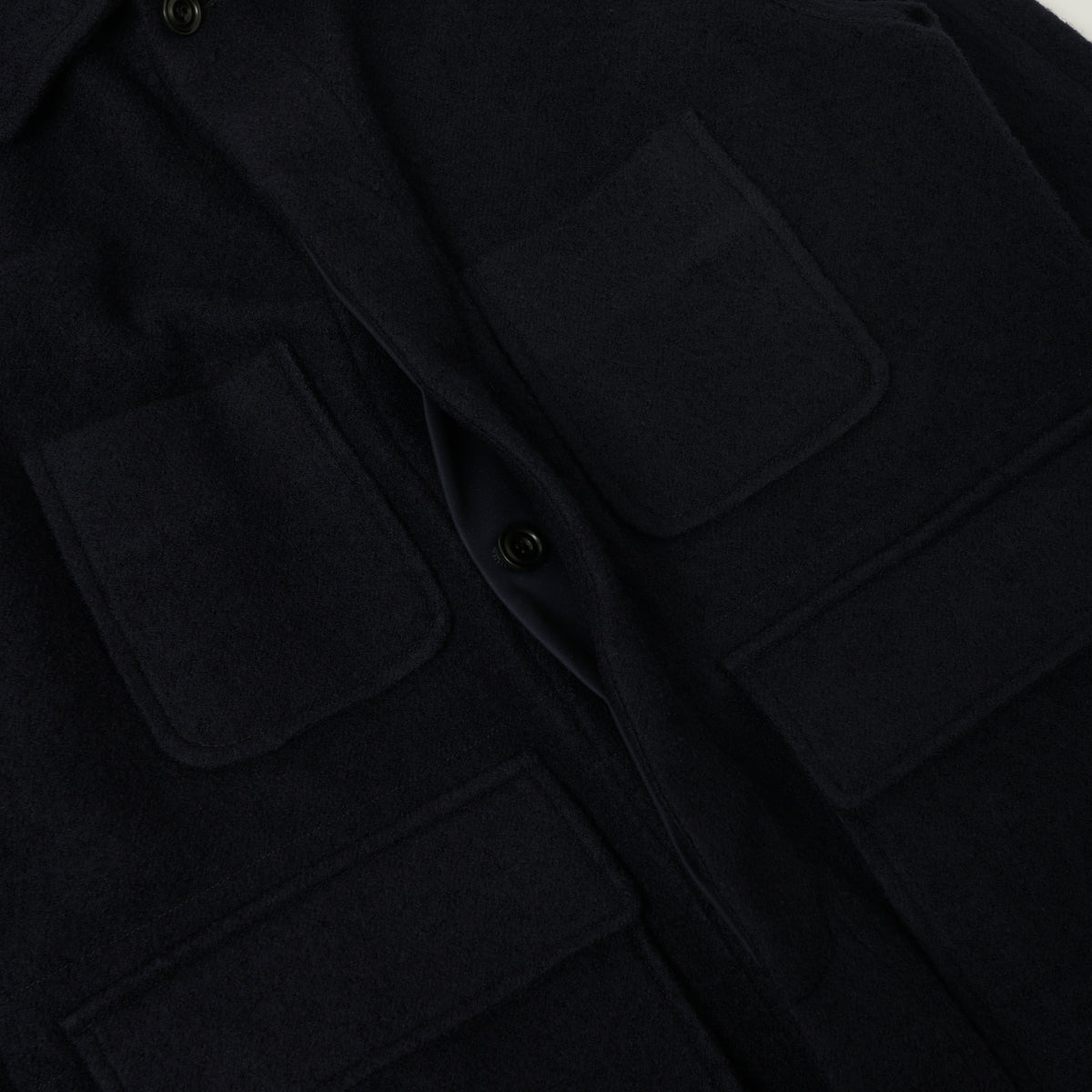 Hartford 'Parton' Boiled Wool Jacket - Navy