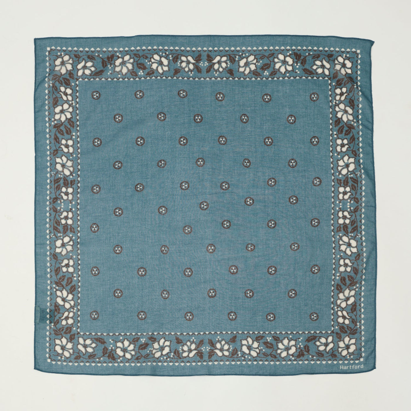 Hartford Hibiscus Bandana - Denim Blue