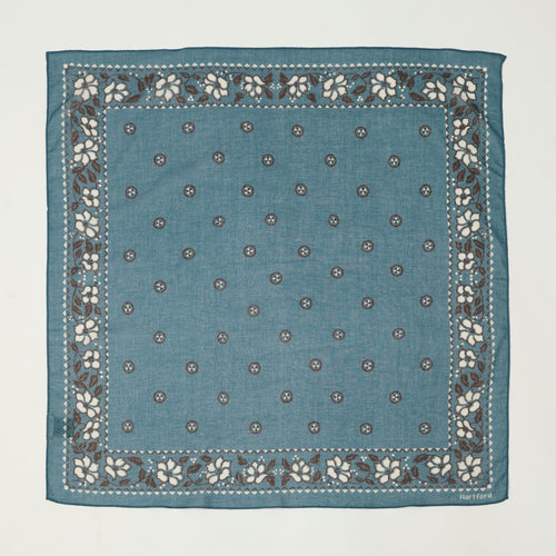Hartford Hibiscus Bandana - Denim Blue