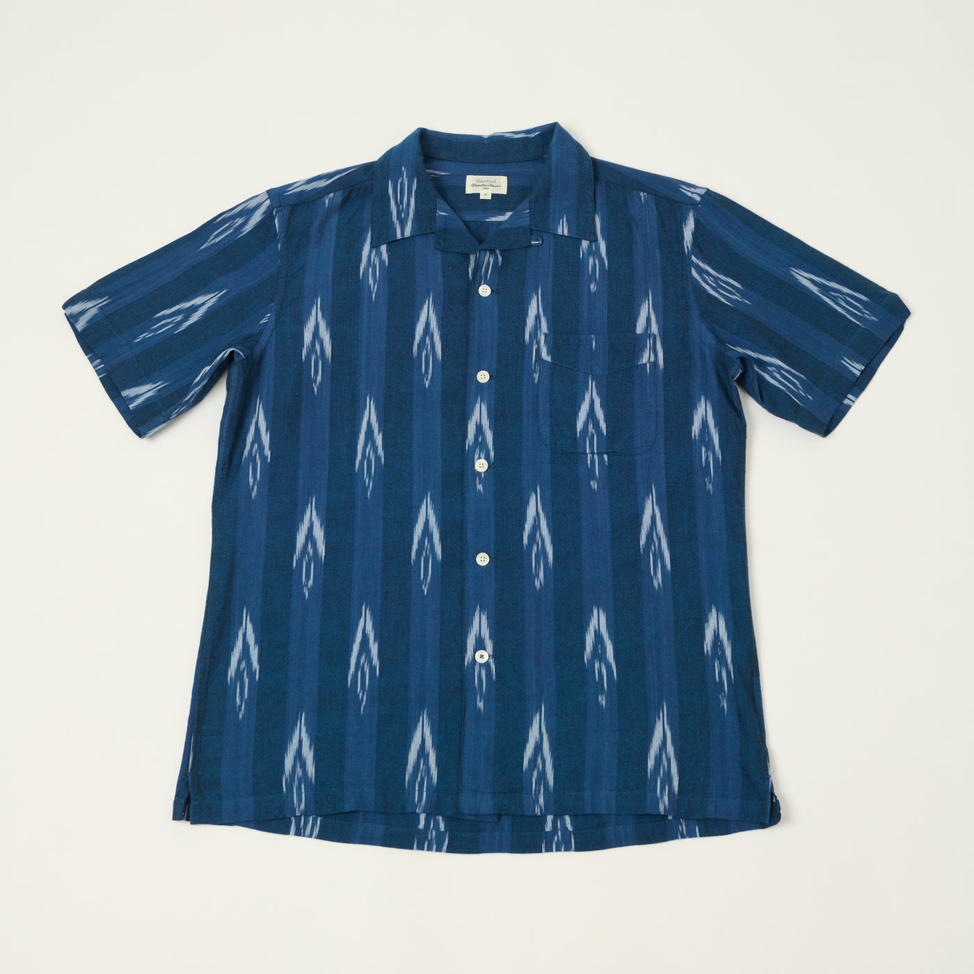 Hartford 'Ikat' Cotton Woven Palmito Shirt - Indigo