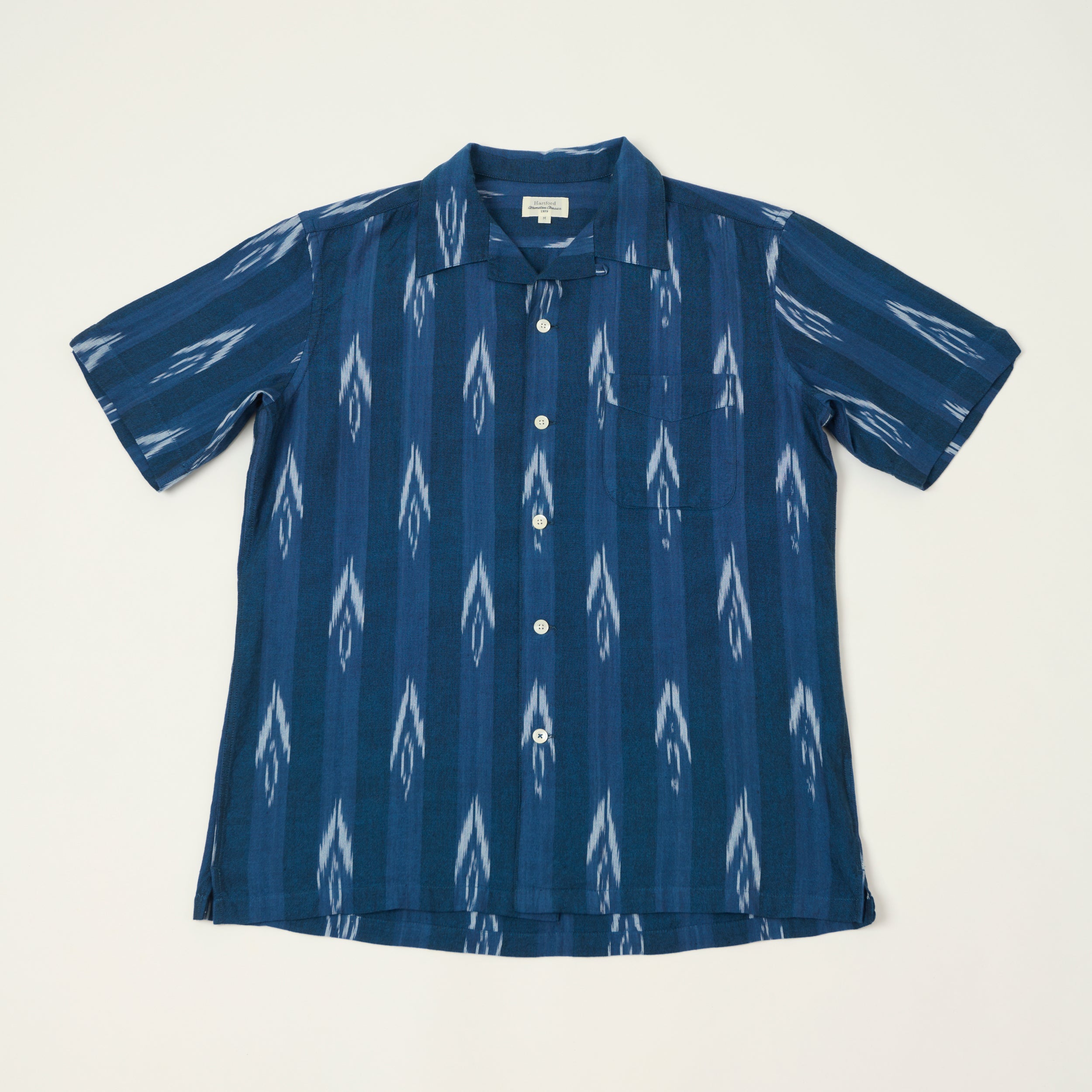 Hartford 'Ikat' Cotton Woven Palmito Shirt - Indigo