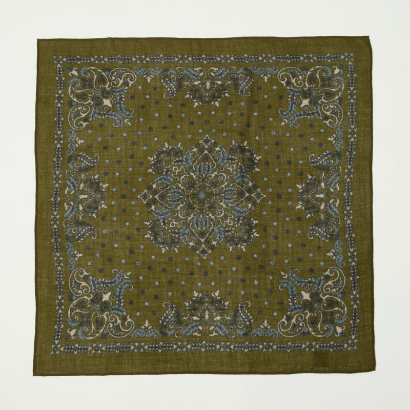 Hartford Large Wool Bandana Scarf - Army