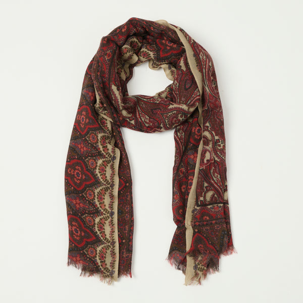 Hartford Paisley Wool Scarf - Red