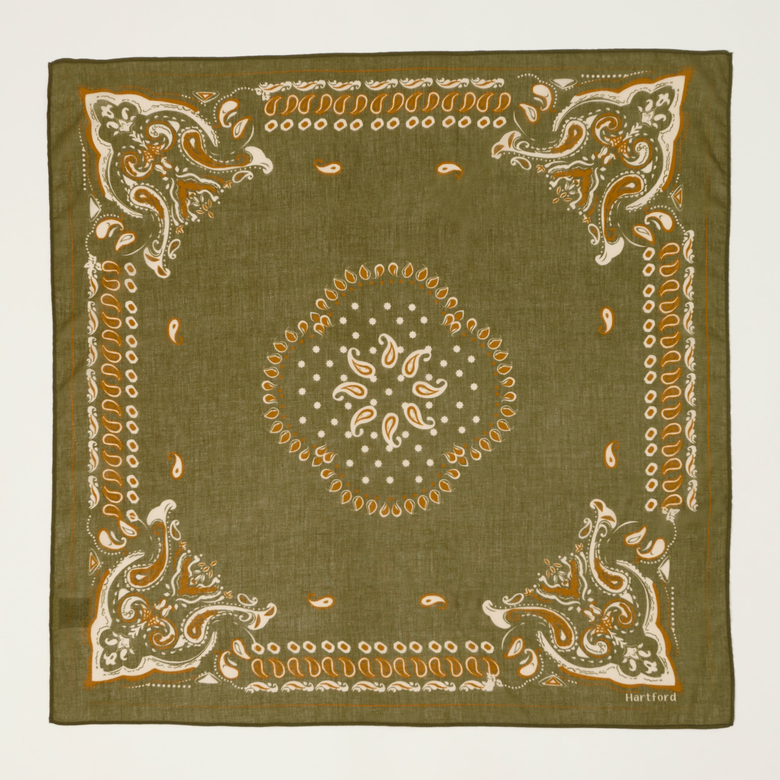 Hartford Paisley Cotton Bandana - Army