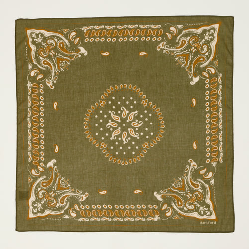 Hartford Paisley Cotton Bandana - Army