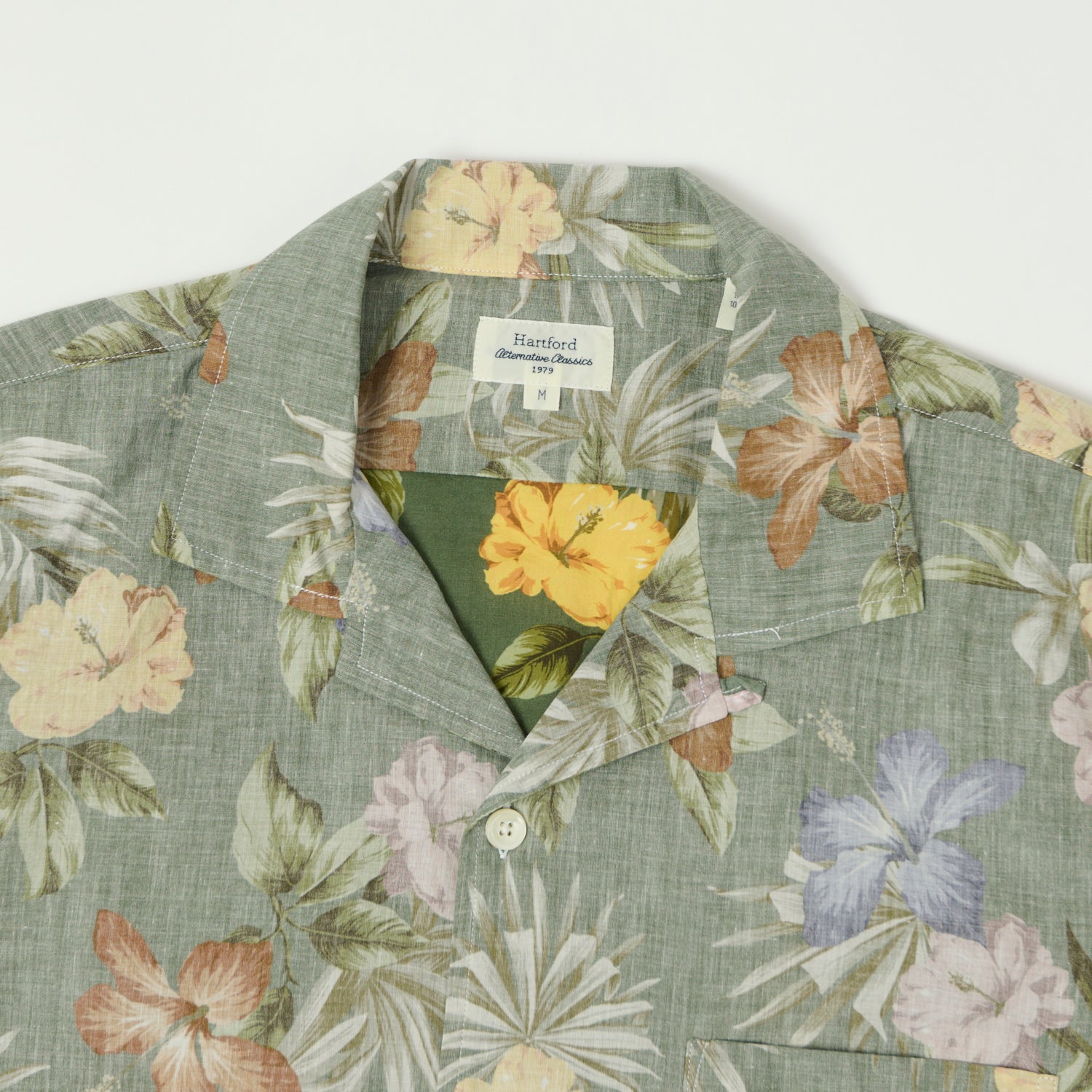 Hartford 'Palm' Camp Collar Hawaiian Shirt - Army