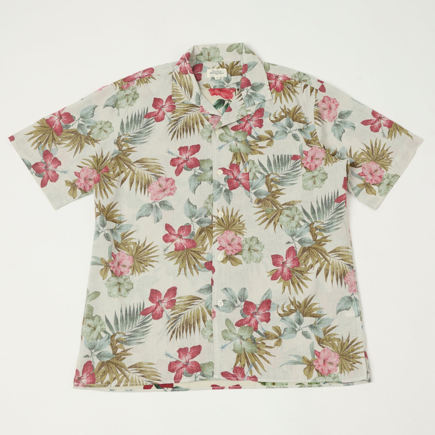 Hartford 'Palm' Camp Collar Hawaiian Shirt - Stone
