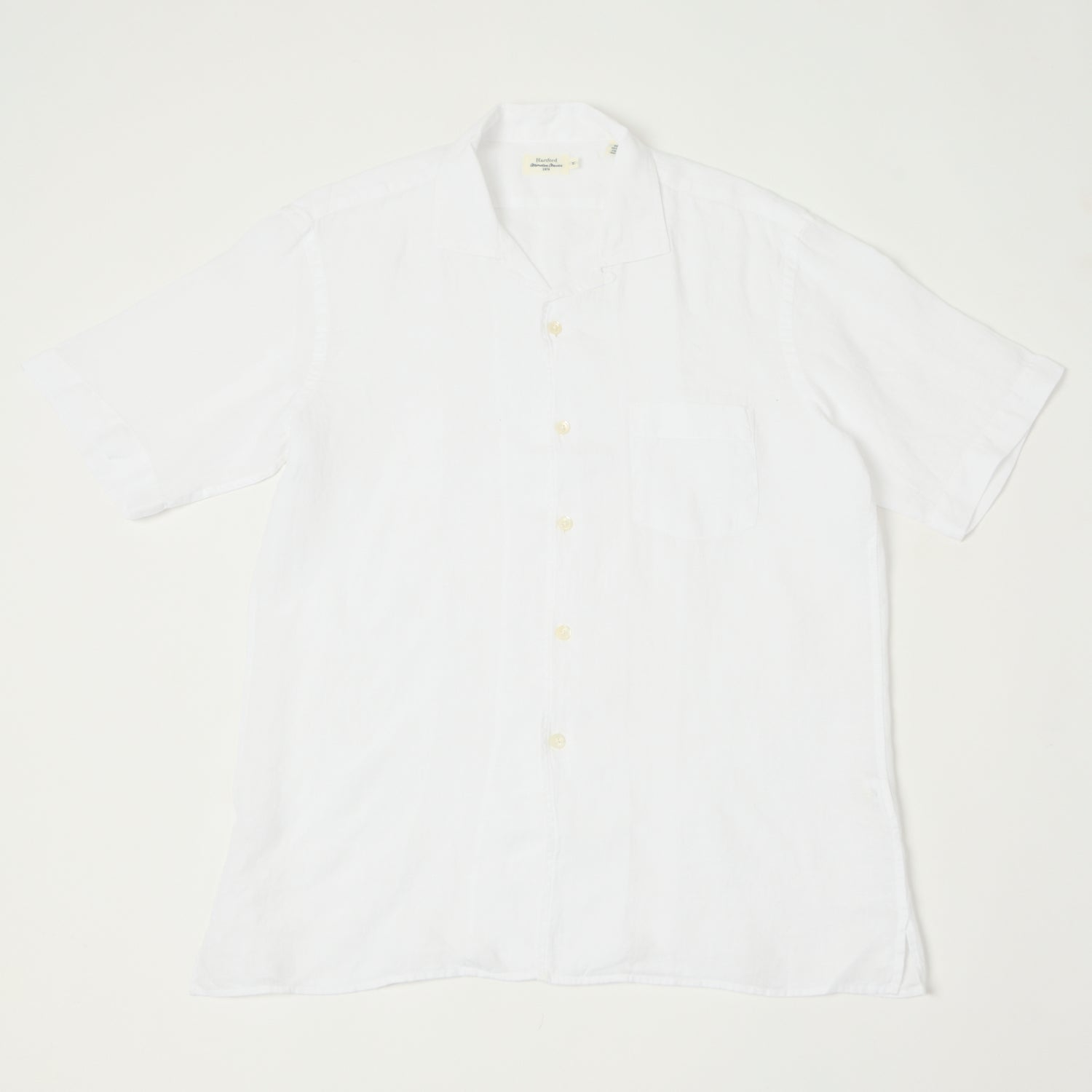 Hartford 'Palm' Camp Collar Linen Shirt - White