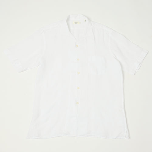 Hartford 'Palm' Camp Collar Linen Shirt - White