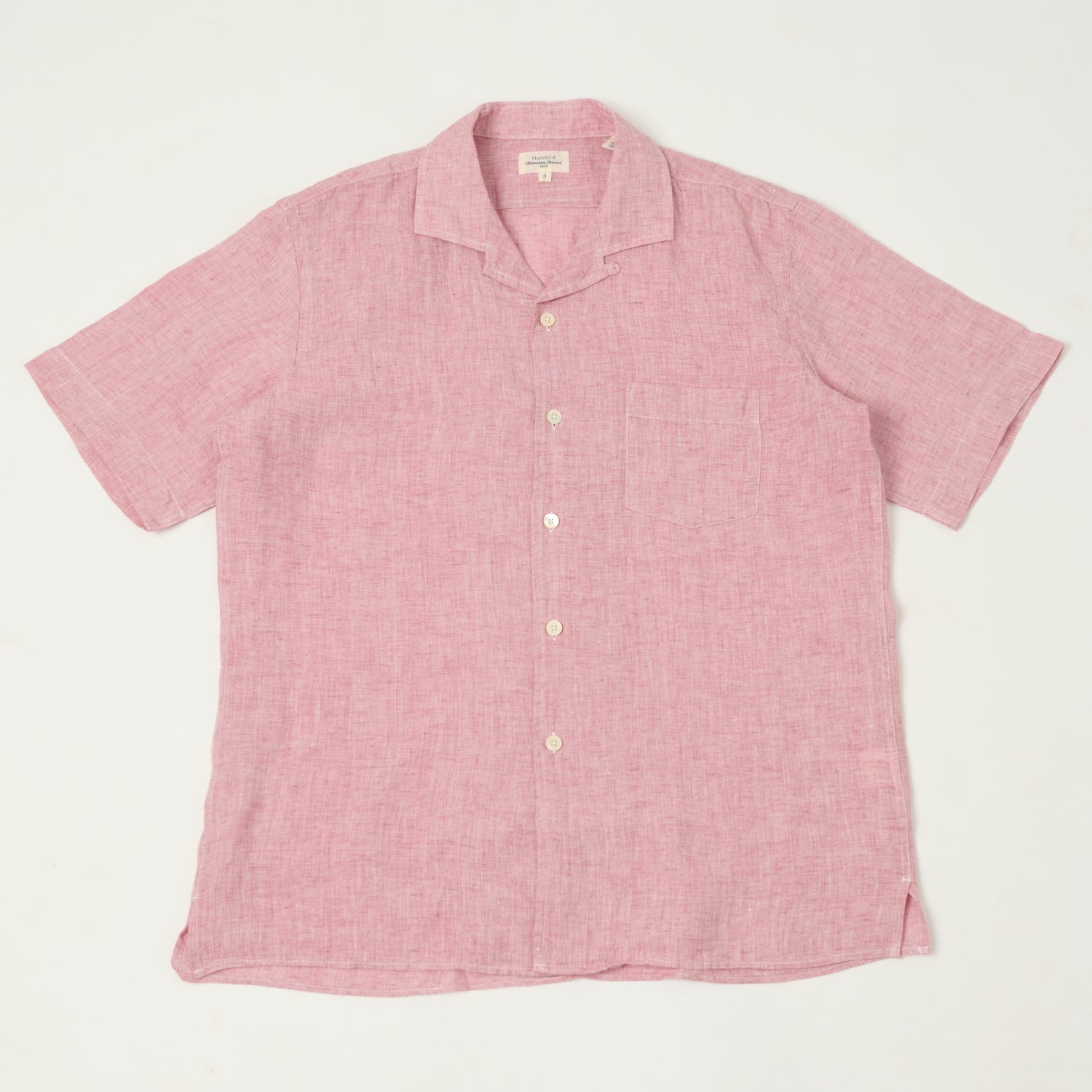 Hartford 'Palm' Camp Collar Linen Shirt - Pink