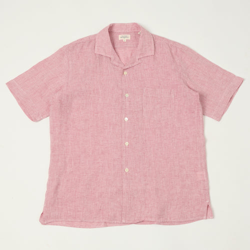 Hartford 'Palm' Camp Collar Linen Shirt - Pink