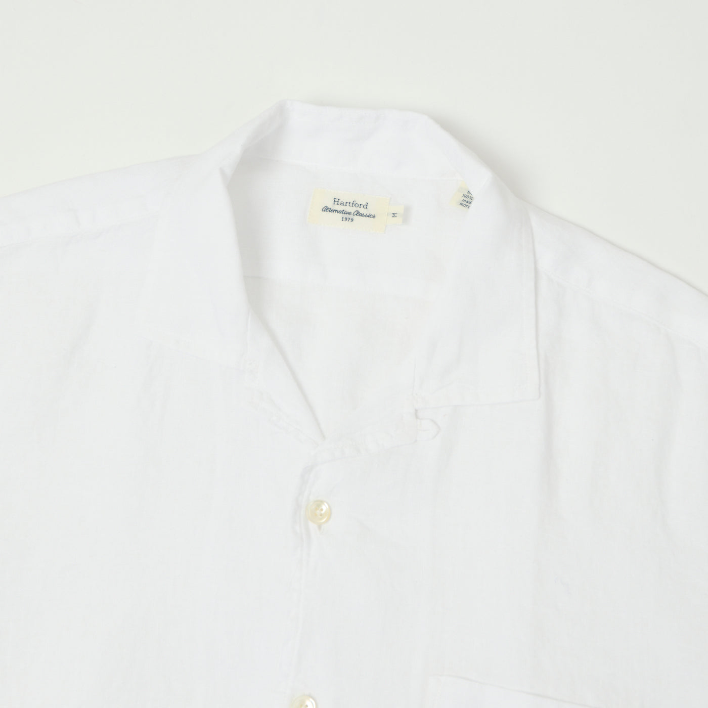 Hartford 'Palm' Camp Collar Linen Shirt - White