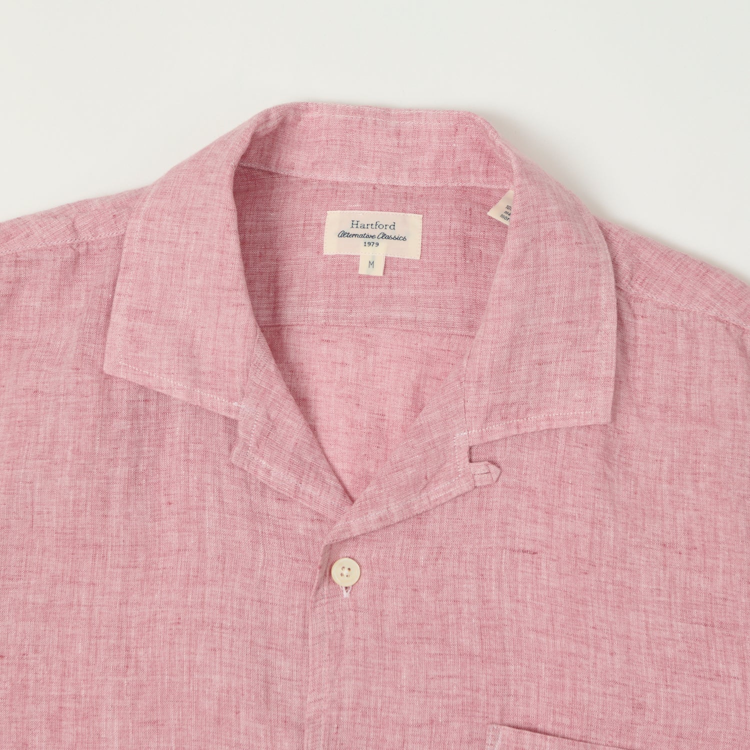 Hartford 'Palm' Camp Collar Linen Shirt - Pink