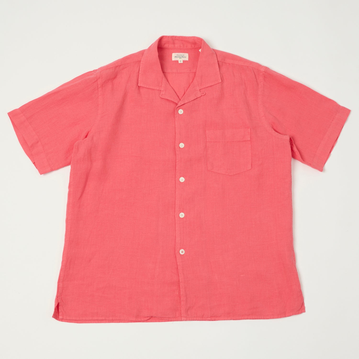 Hartford 'Palm' Camp Collar Linen Shirt - Tangerine