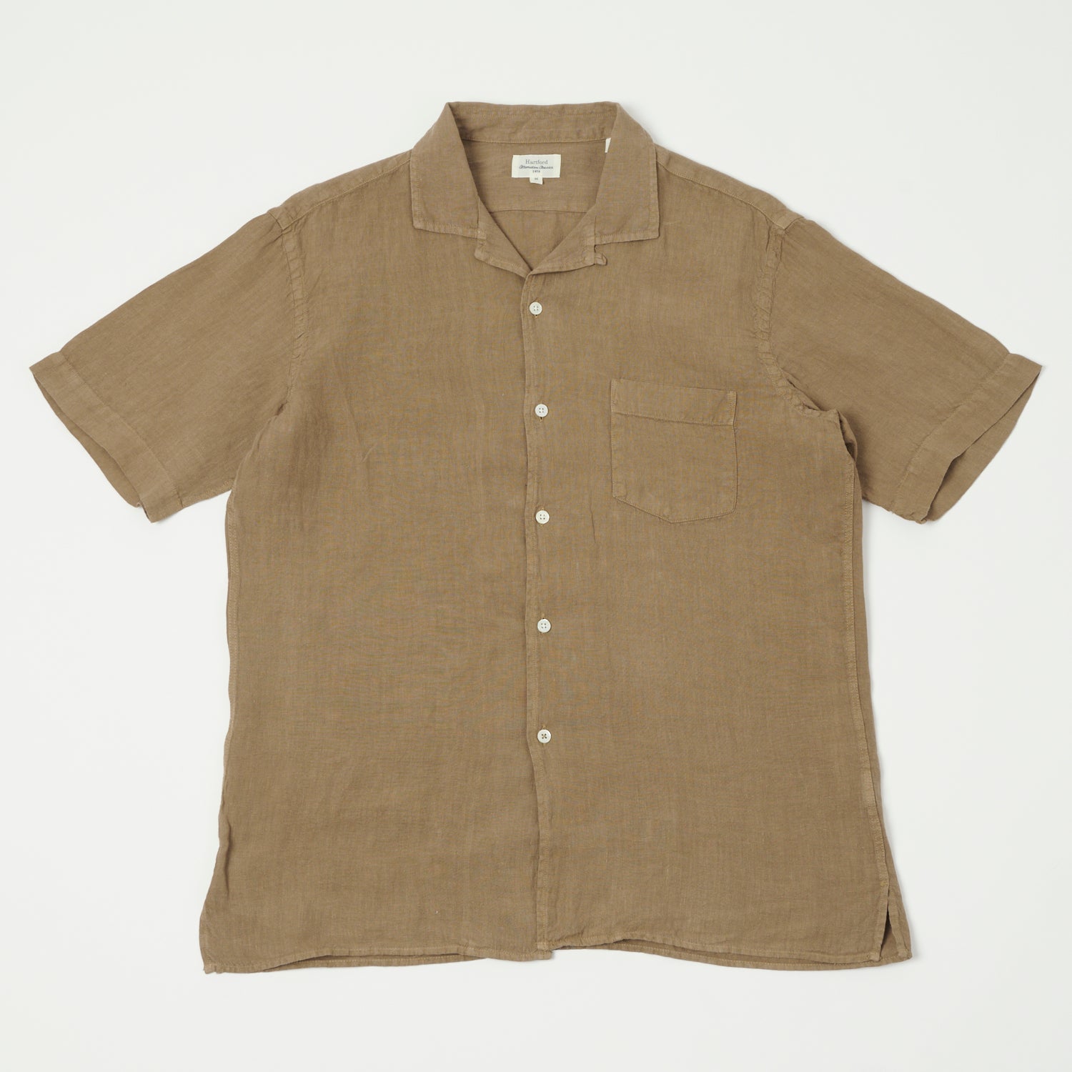 Hartford 'Palm' Camp Collar Linen Shirt - Cigar