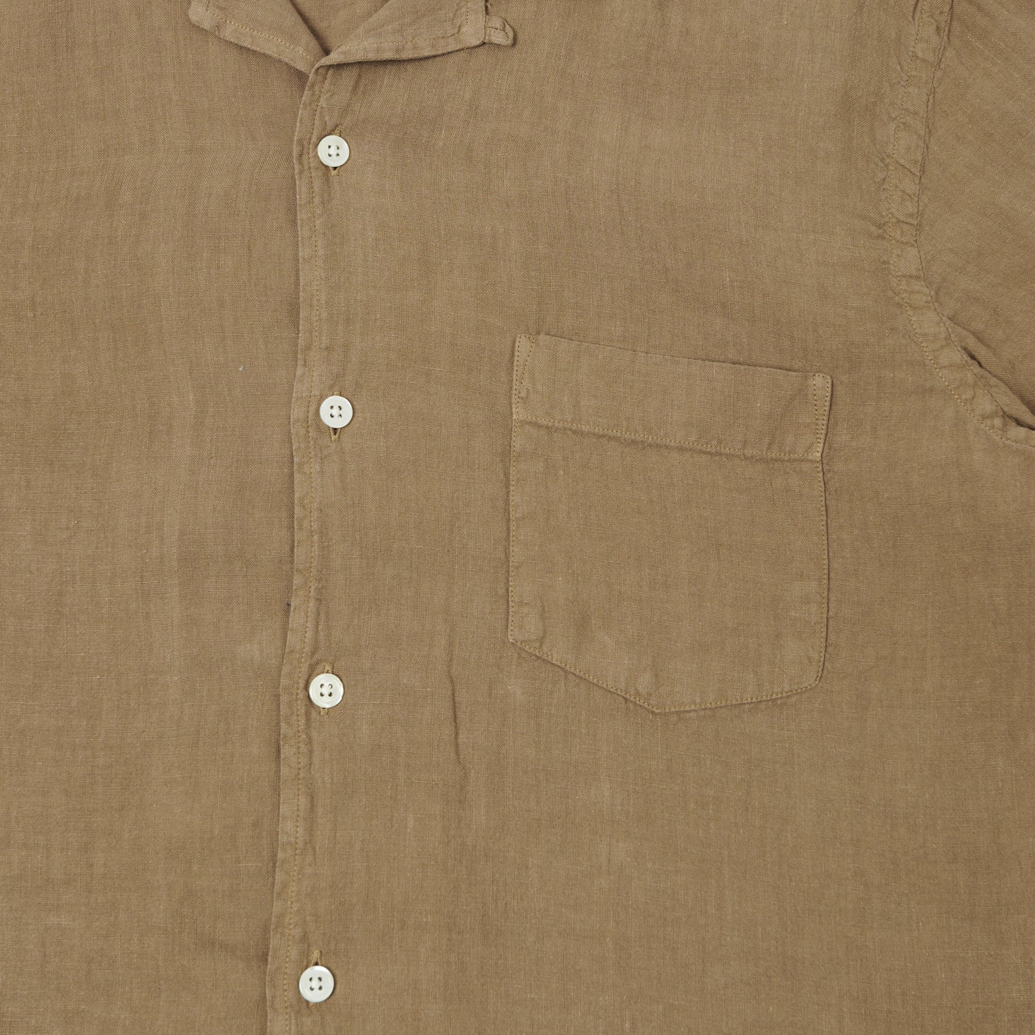 Hartford 'Palm' Camp Collar Linen Shirt - Cigar