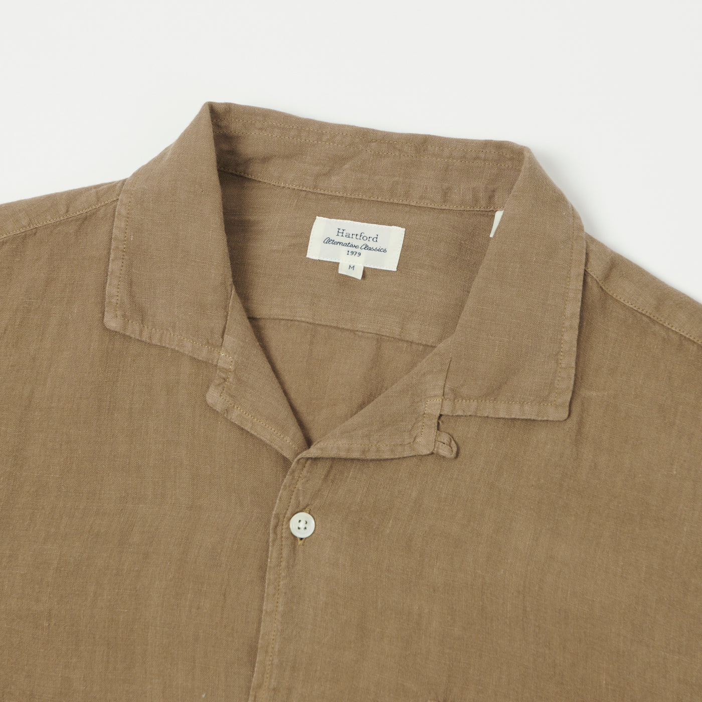 Hartford 'Palm' Camp Collar Linen Shirt - Cigar