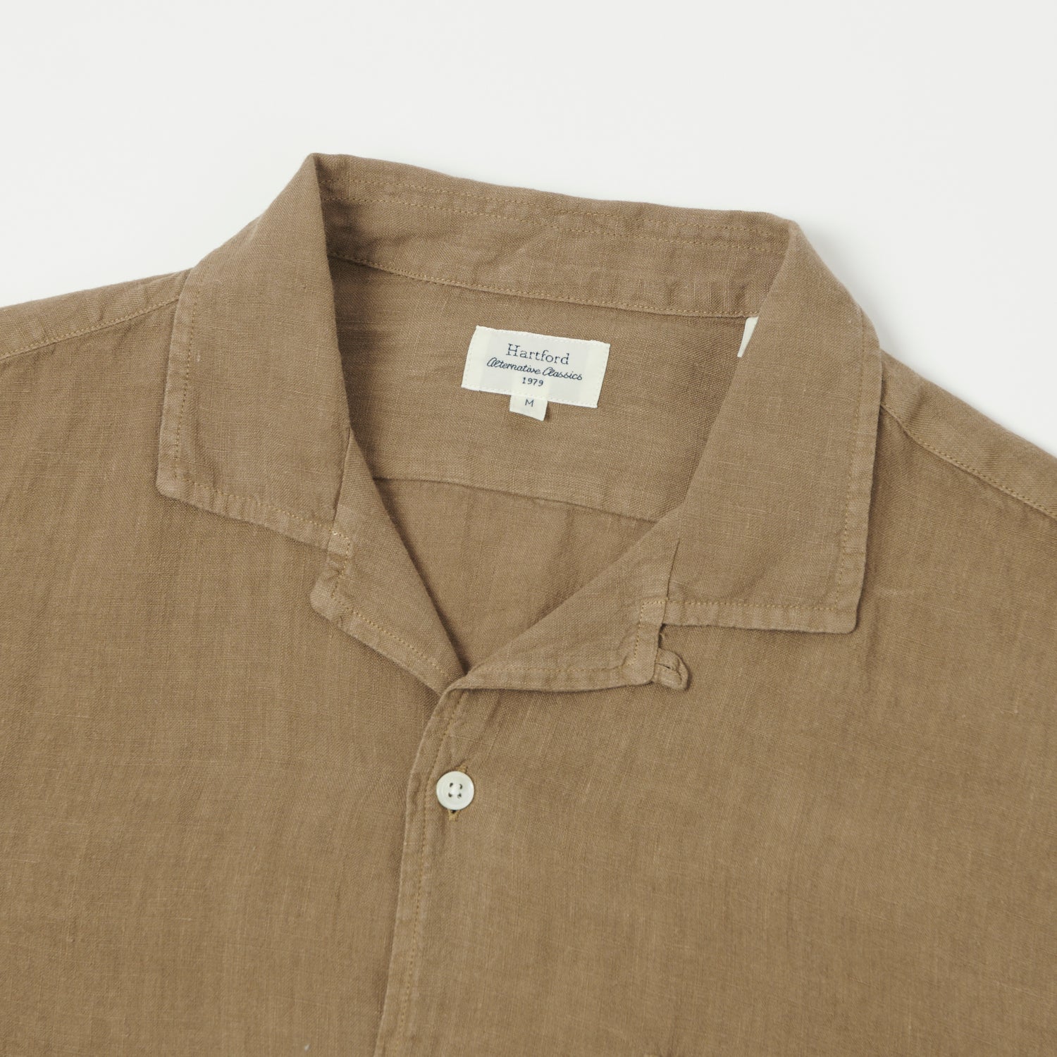Hartford 'Palm' Camp Collar Linen Shirt - Cigar