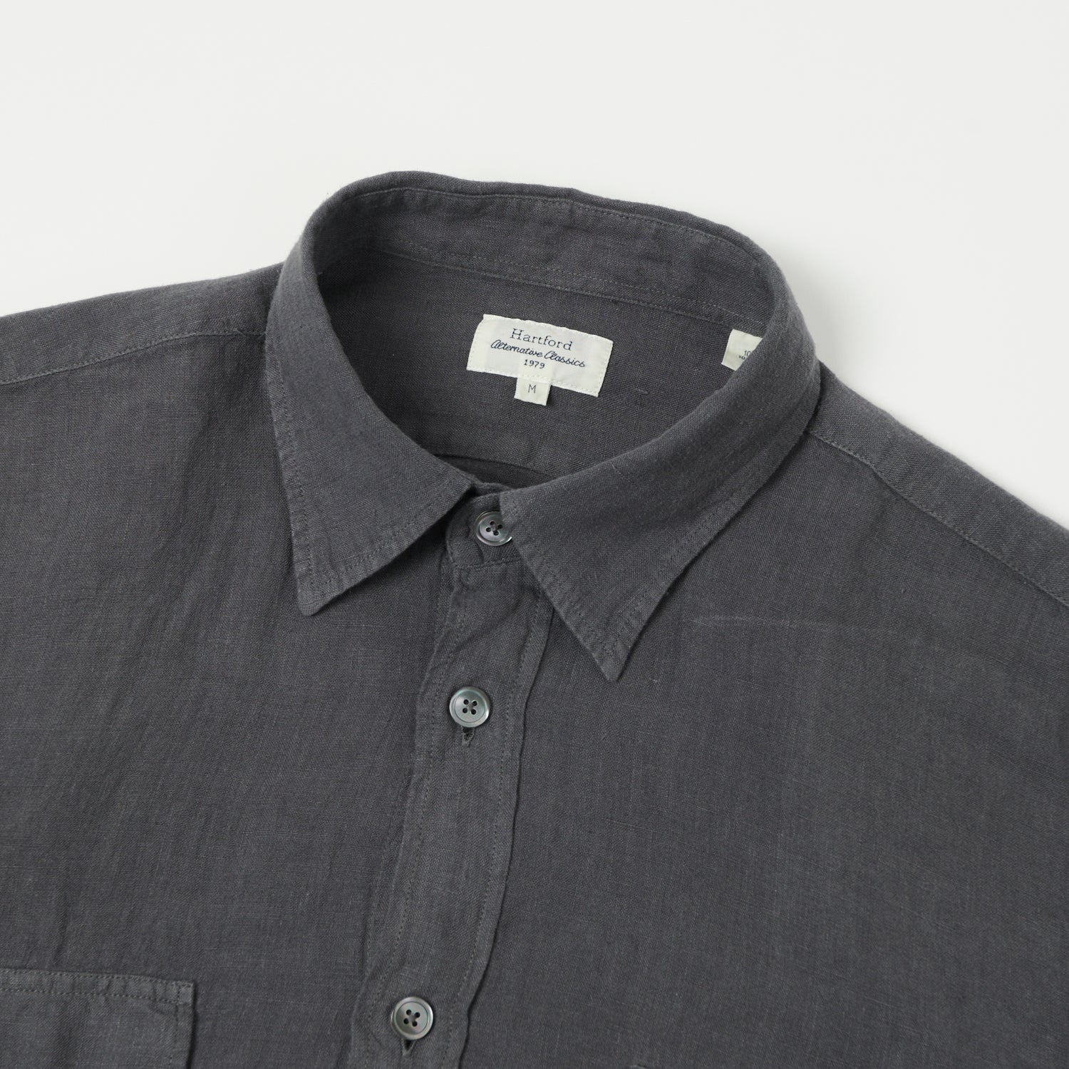 Hartford 'Patrol' Linen Shirt - Charcoal