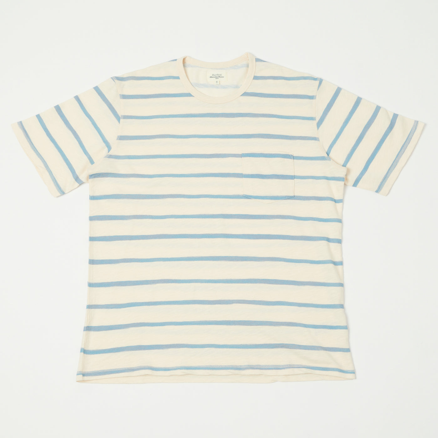 Hartford Painted Stripe T-Shirt - Ecru/Blue