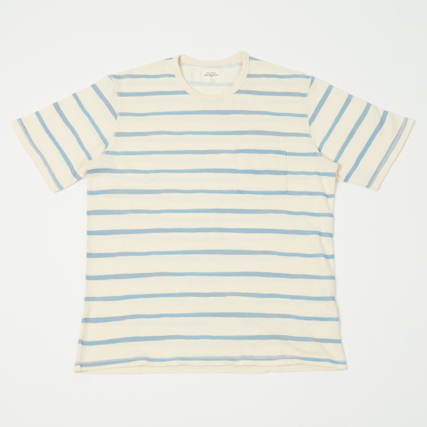 Hartford Painted Stripe T-Shirt - Ecru/Blue