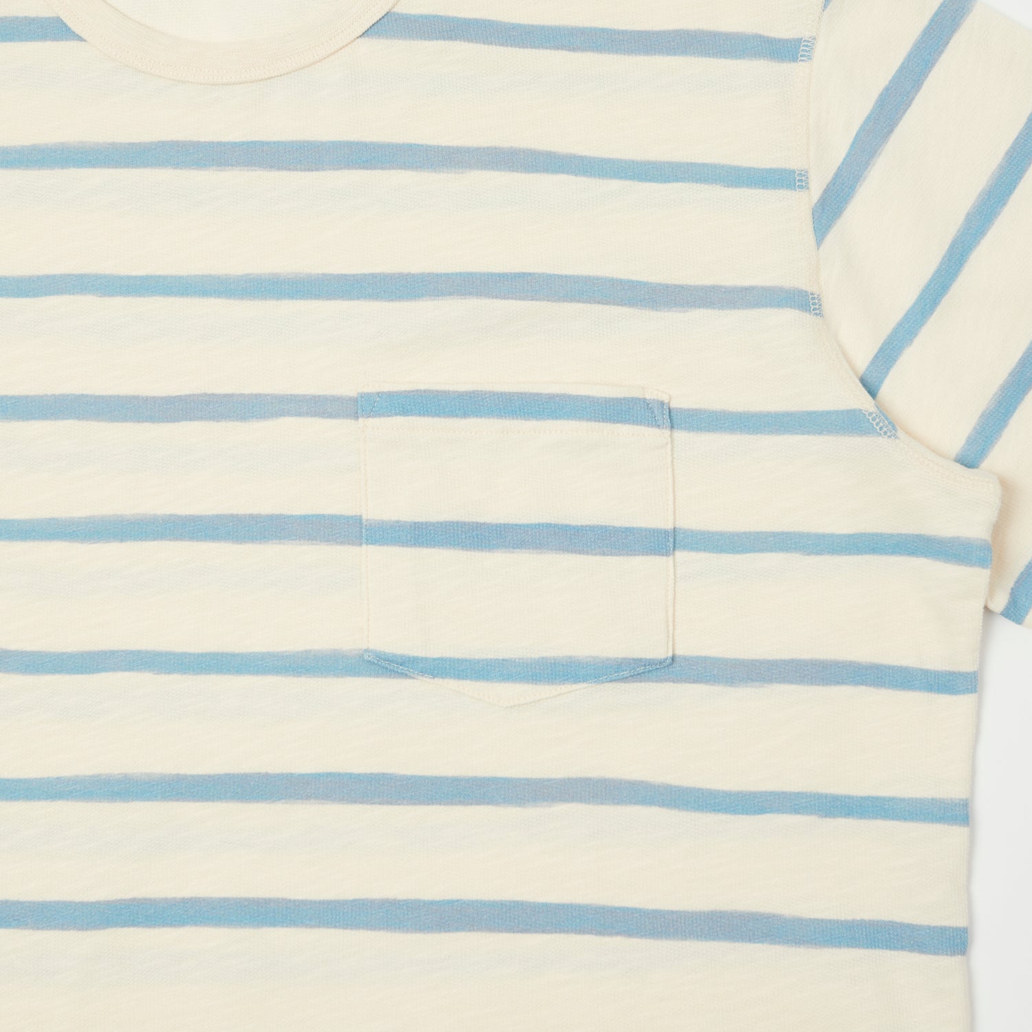 Hartford Painted Stripe T-Shirt - Ecru/Blue