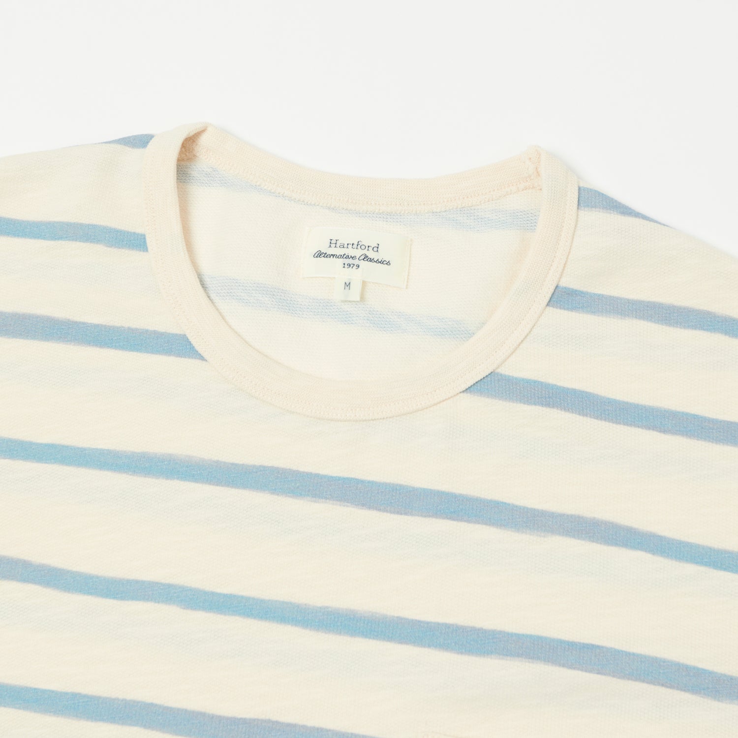 Hartford Painted Stripe T-Shirt - Ecru/Blue
