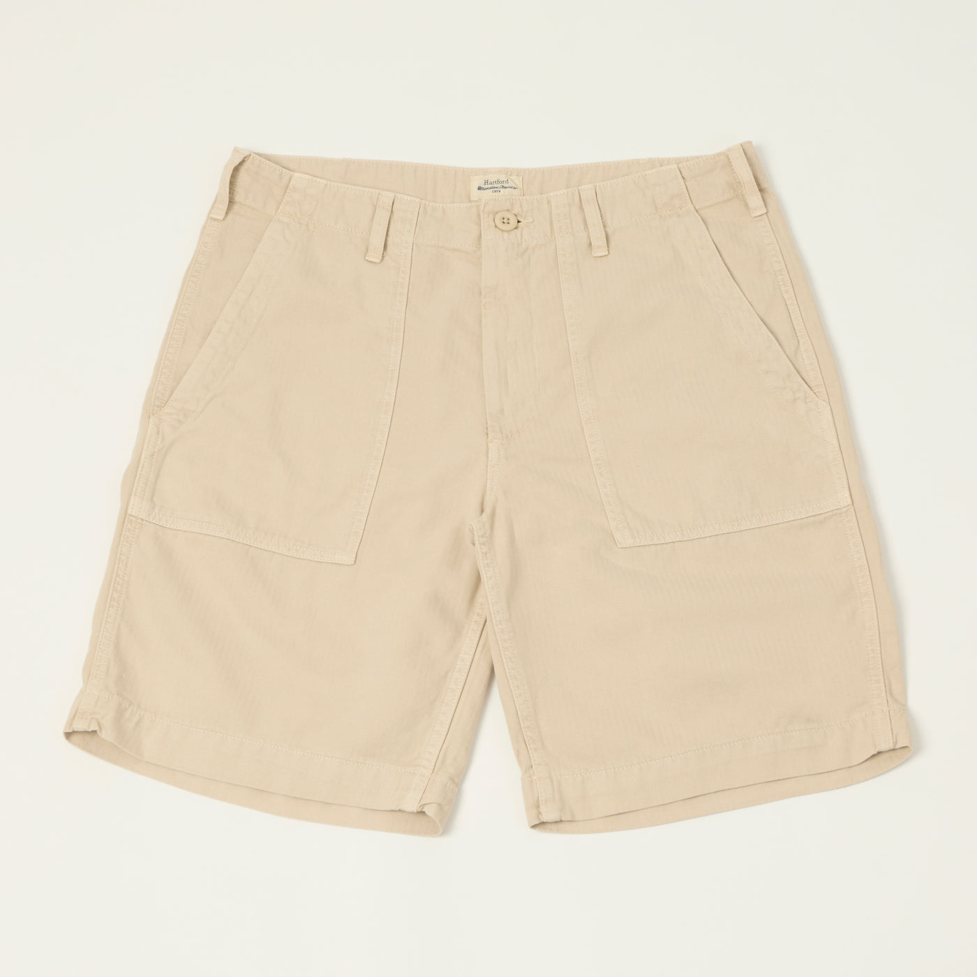 Hartford Herringbone Fatigue Shorts - Stone