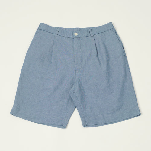 Hartford 'Task' Chambray Pleated Shorts - Blue