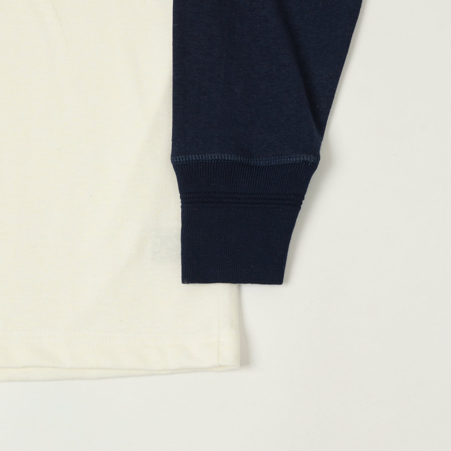 Heimat Cotton Hemp Contrast Sleeve T-Shirt - White/Ink