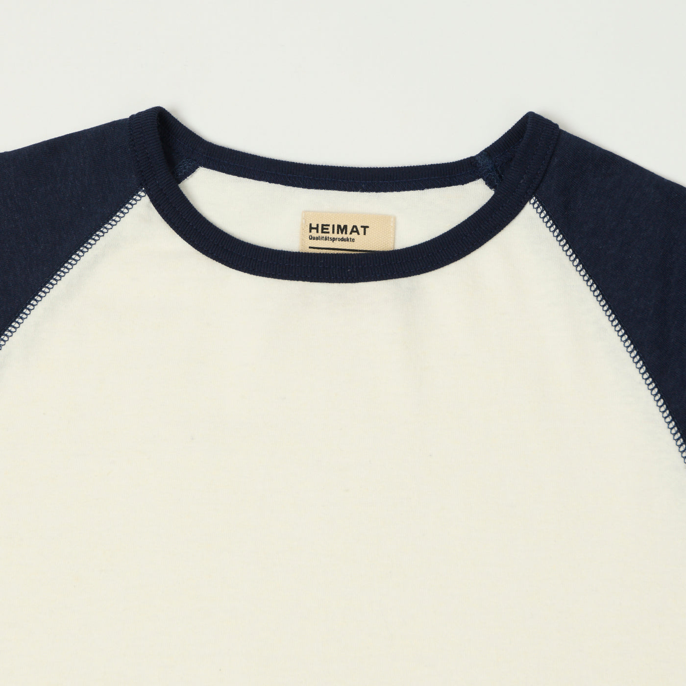 Heimat Cotton Hemp Contrast Sleeve T-Shirt - White/Ink