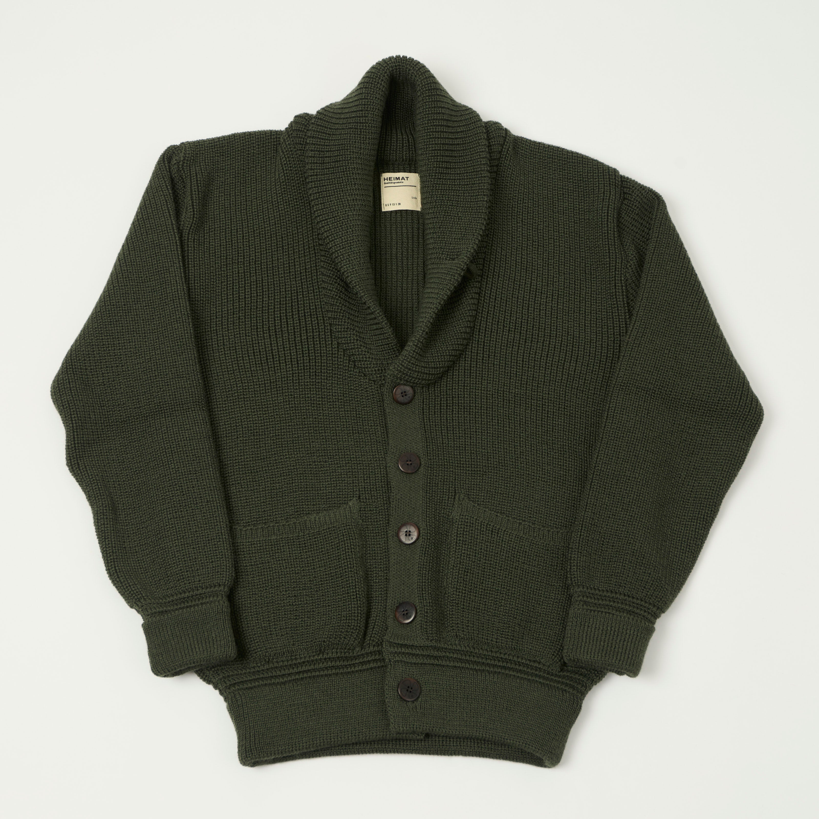 Heimat 'Eiger' Shawl Collar Cardigan - Military Green
