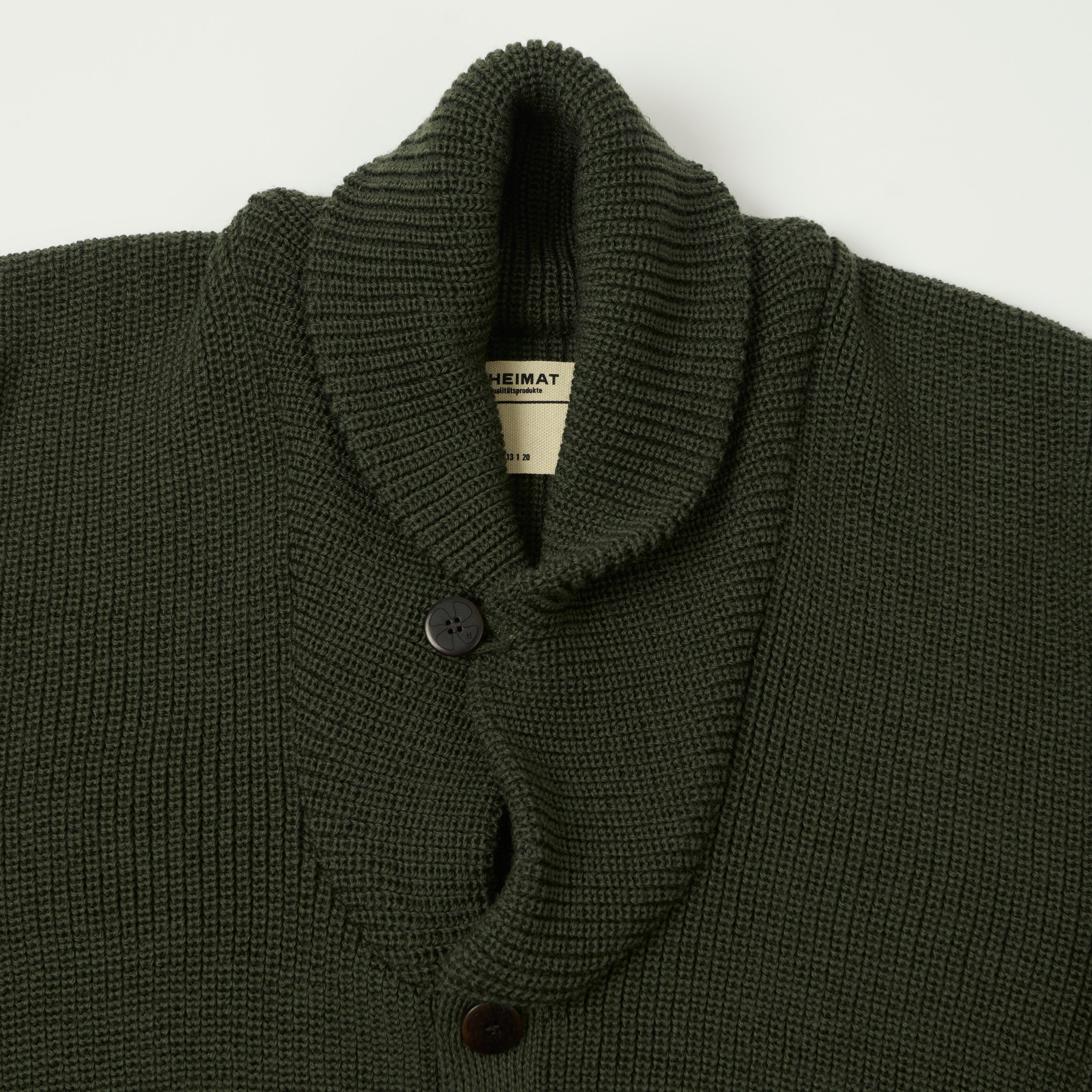 Heimat 'Eiger' Shawl Collar Cardigan - Military Green