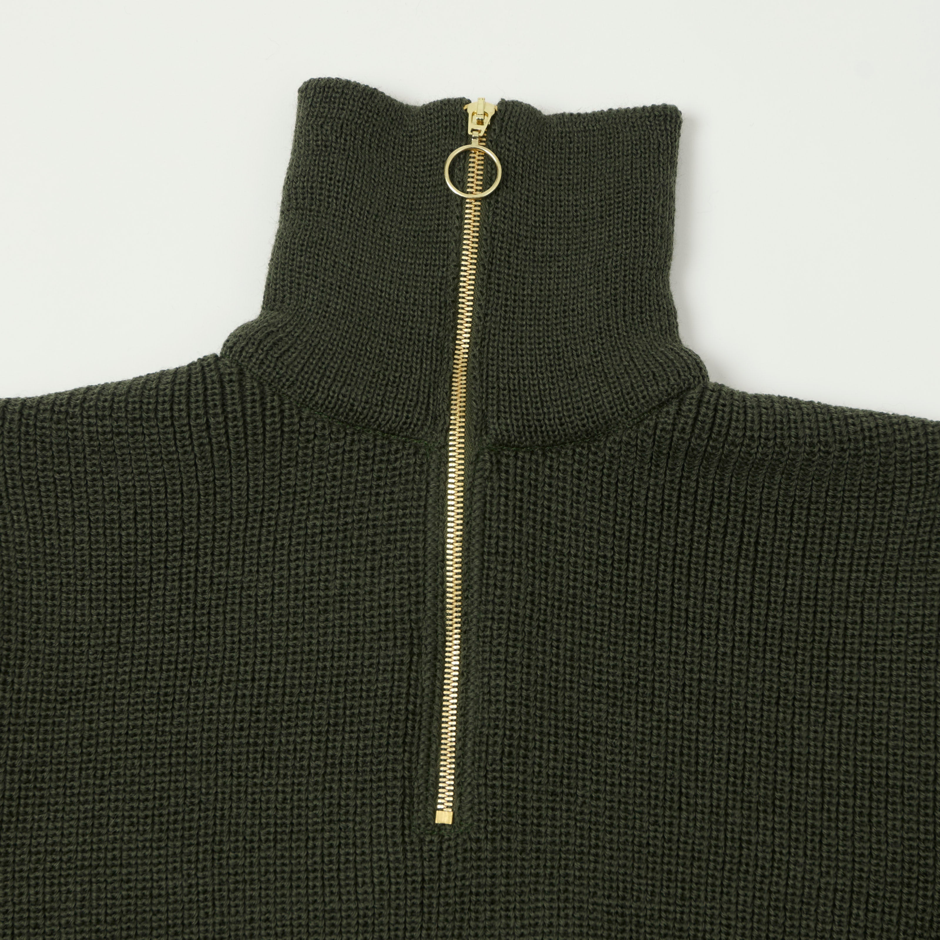 Heimat 'Segler' Quarter Zip Skipper Jumper - Military Green