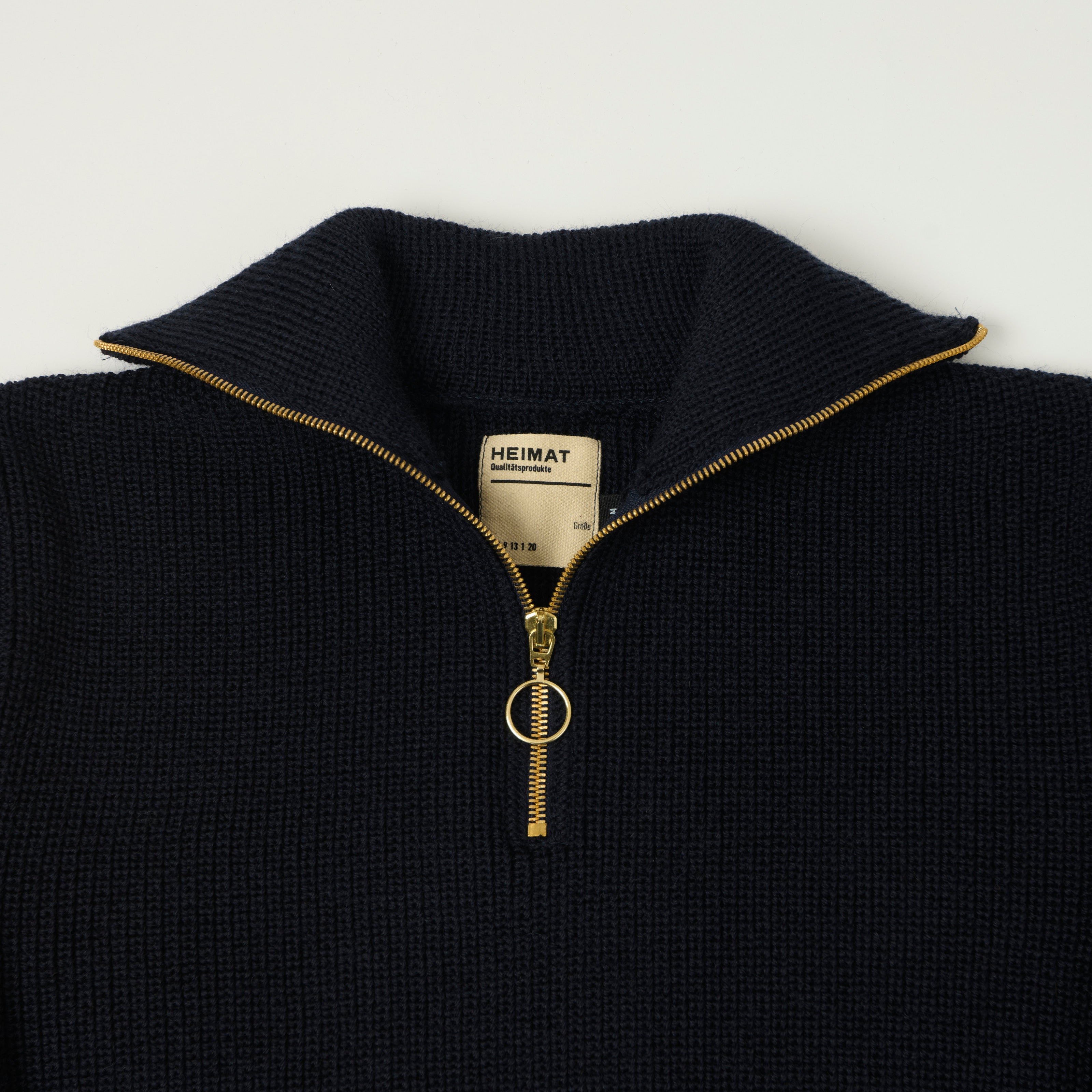 Heimat 'Segler' Quarter Zip Skipper Jumper - Ink