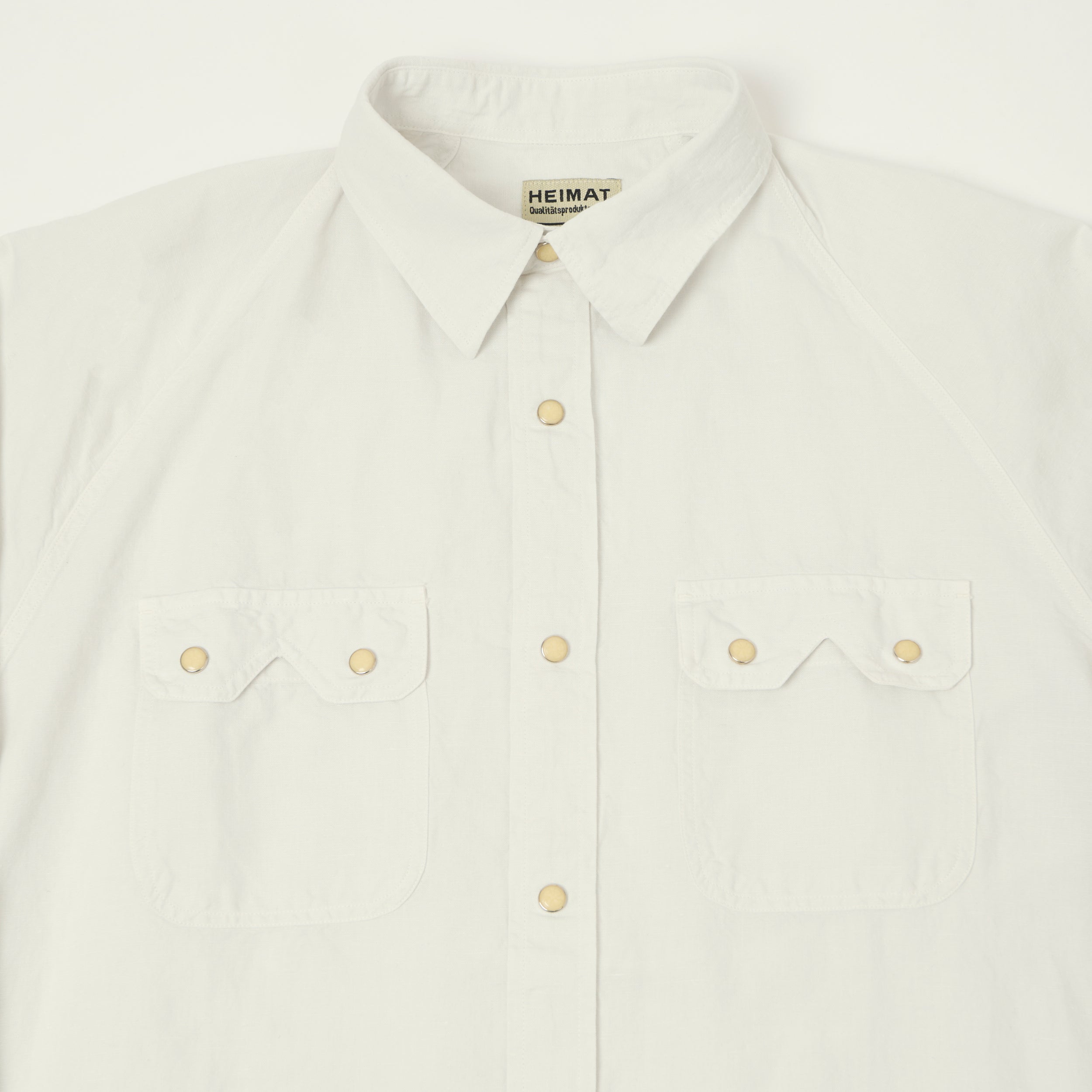 Heimat Raglan Sleeve Cotton Hemp Western Shirt - White