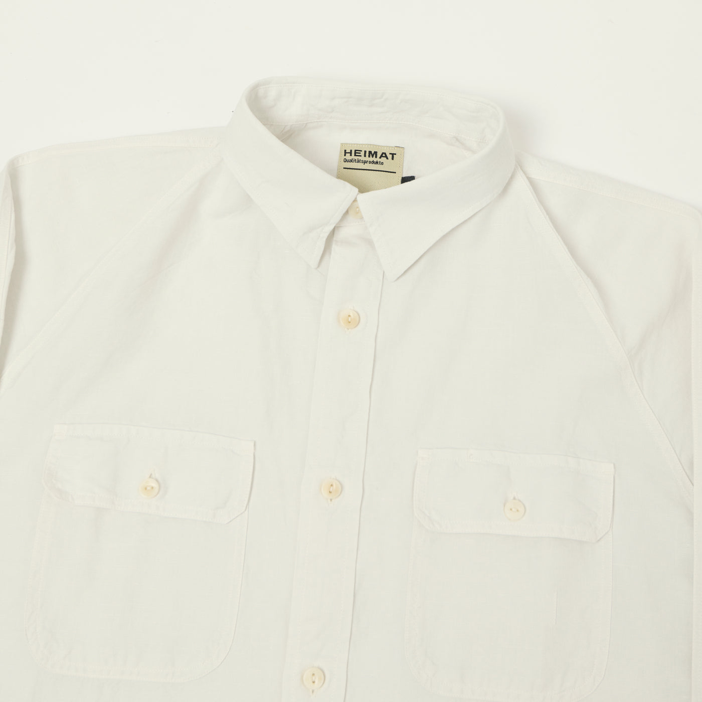 Heimat Raglan Sleeve Cotton Hemp Work Shirt - White